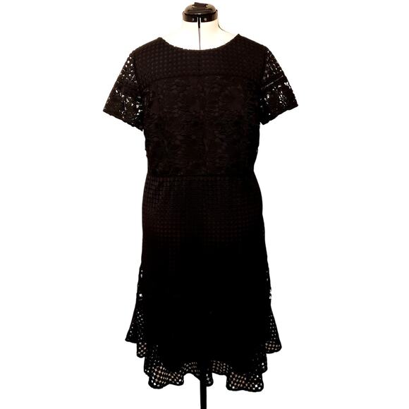 Talbot's Mixed Black Lace Fit-And-Flare Dress| SZ 16W - Picture 2 of 10